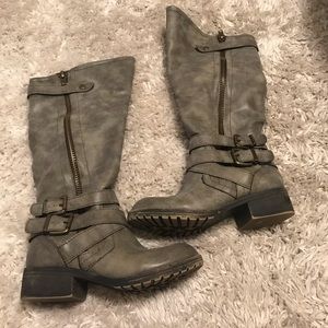 Madden Girl Grey Riding Boots 6